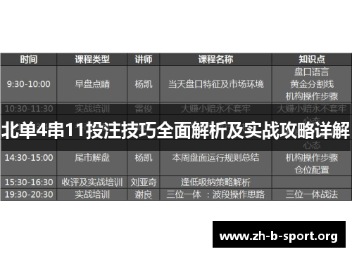 北单4串11投注技巧全面解析及实战攻略详解