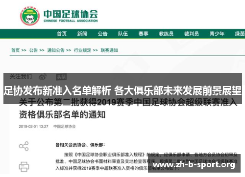 足协发布新准入名单解析 各大俱乐部未来发展前景展望